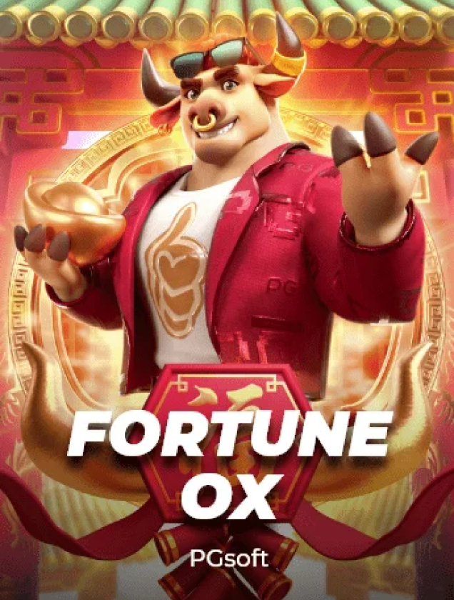 Capa do jogo Fortune Ox, com um boi dourado e símbolos de prosperidade.