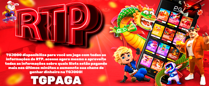 Banner da página da TGPAGA com o texto "RTP TGPAGA, TGJOGO DISPONIBILIZA PARA VOCÊ UM JOGO COM TODAS INFORMAÇÕES DE RTP"